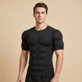 Man wearing the black V-Frame Padded Undershirt, front view