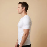 Man wearing the white V-Frame Padded Undershirt, side profile