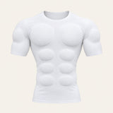 The V-Frame Padded Undershirt in white, front view