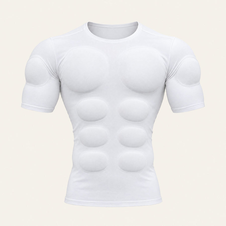 The V-Frame Padded Undershirt in white, front view