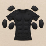 Black V-Frame Padded Undershirt laid flat with its removable pads